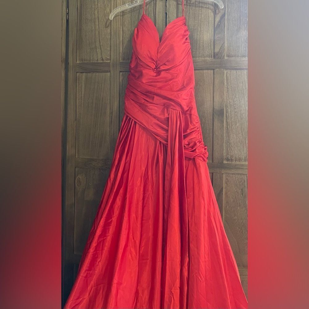 Cassandra Stone Red halter style Prom Dress.